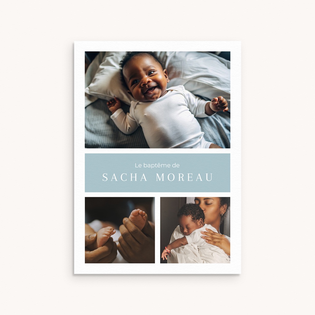 Faire-part de Bapt&ecirc;me Douce Lumi&egrave;re II