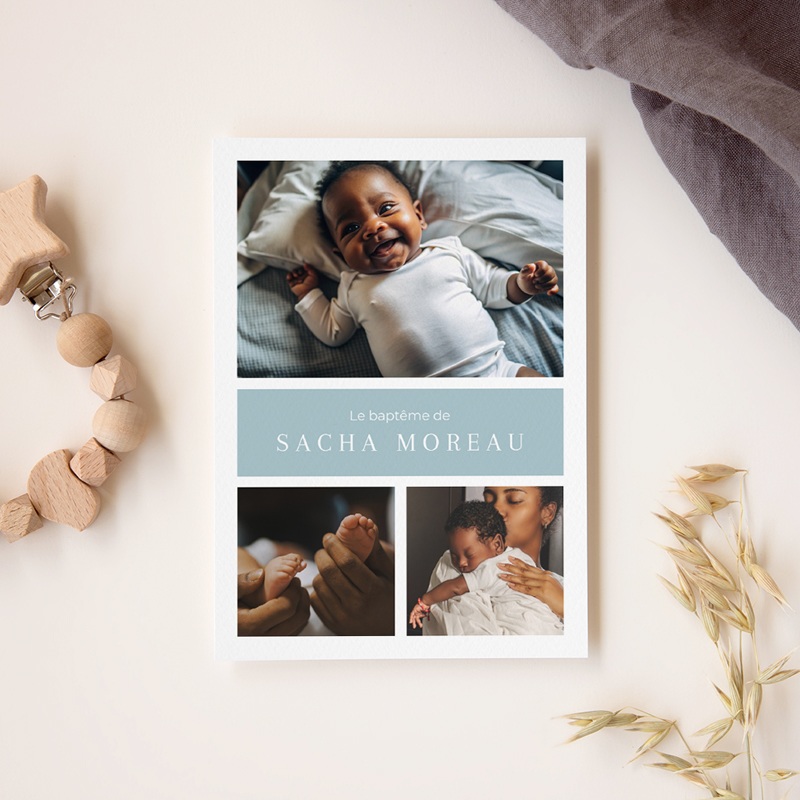Faire-part de Bapt&ecirc;me Douce Lumi&egrave;re II gratuit