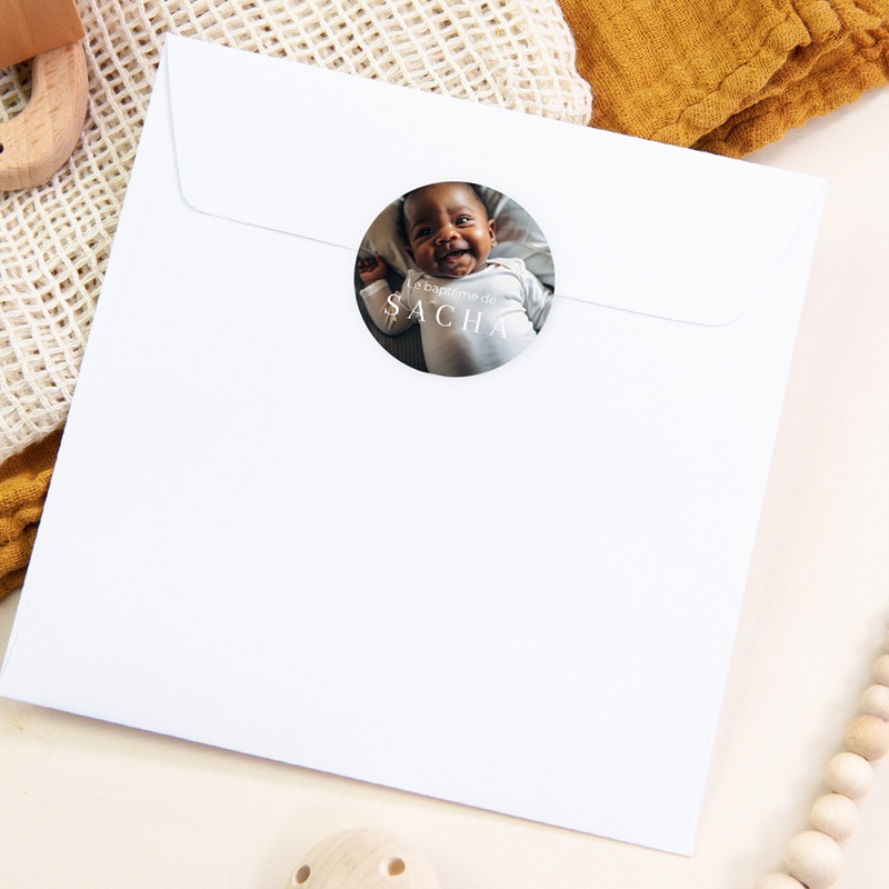 Sticker Enveloppe Bapt&ecirc;me Douce Lumi&egrave;re II pas cher