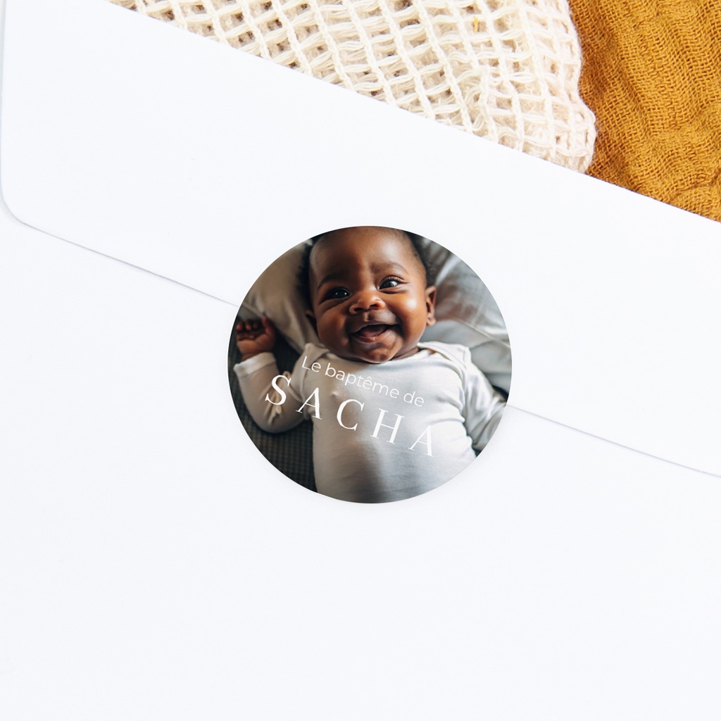 Sticker Enveloppe Bapt&ecirc;me Douce Lumi&egrave;re II gratuit