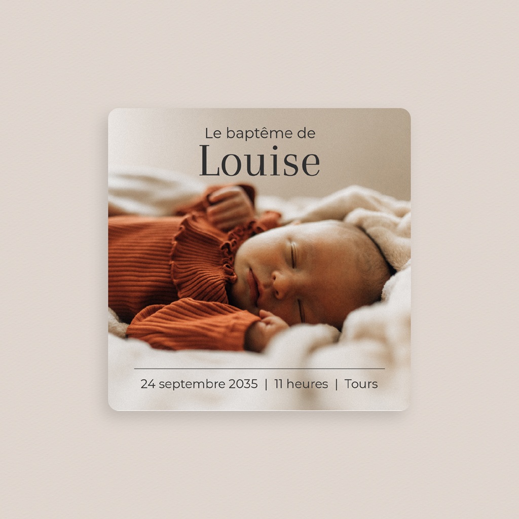 Faire-part de Bapt&ecirc;me Un Amour Infini gratuit