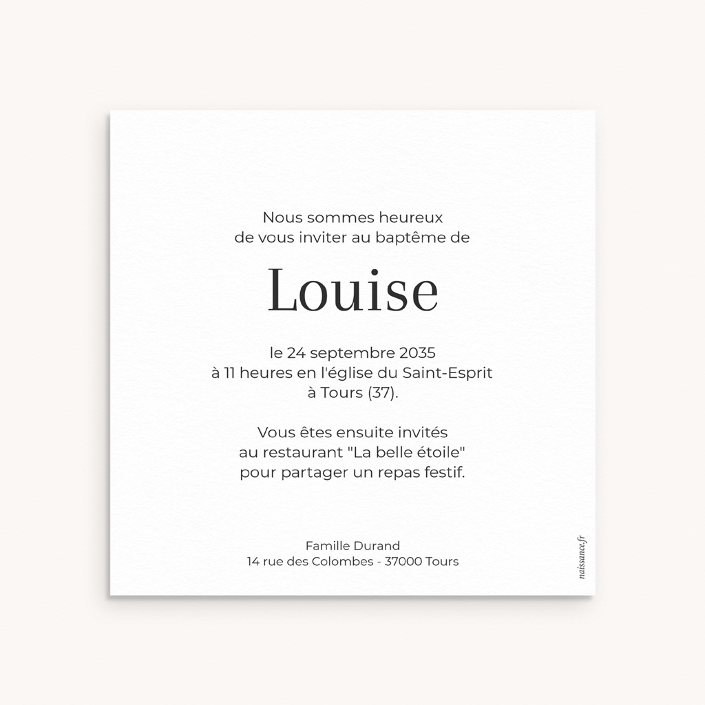 Faire-part de Bapt&ecirc;me Un Amour Infini pas cher