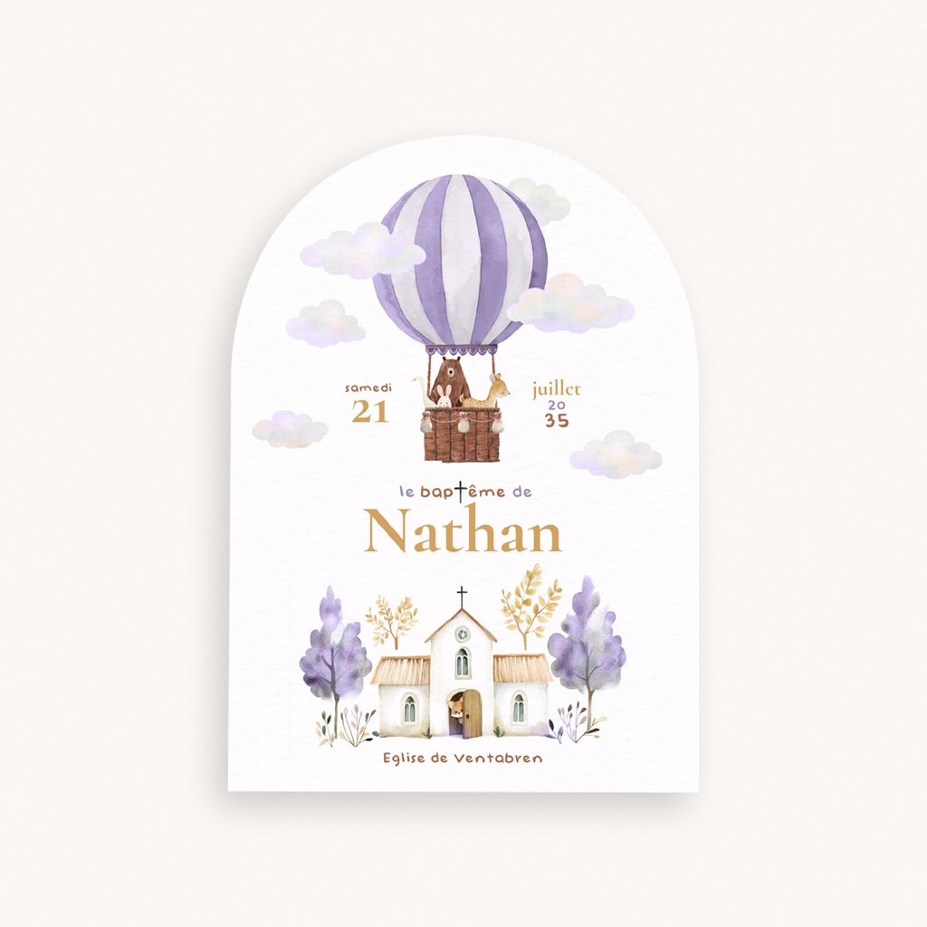 Faire-part de Bapt&ecirc;me Nuages & Bapt&ecirc;me