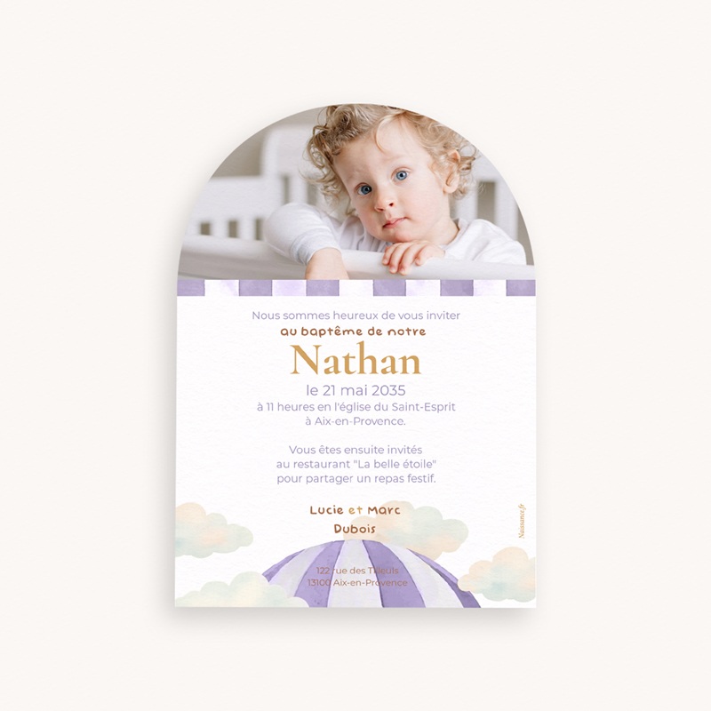 Faire-part de Bapt&ecirc;me Nuages & Bapt&ecirc;me pas cher