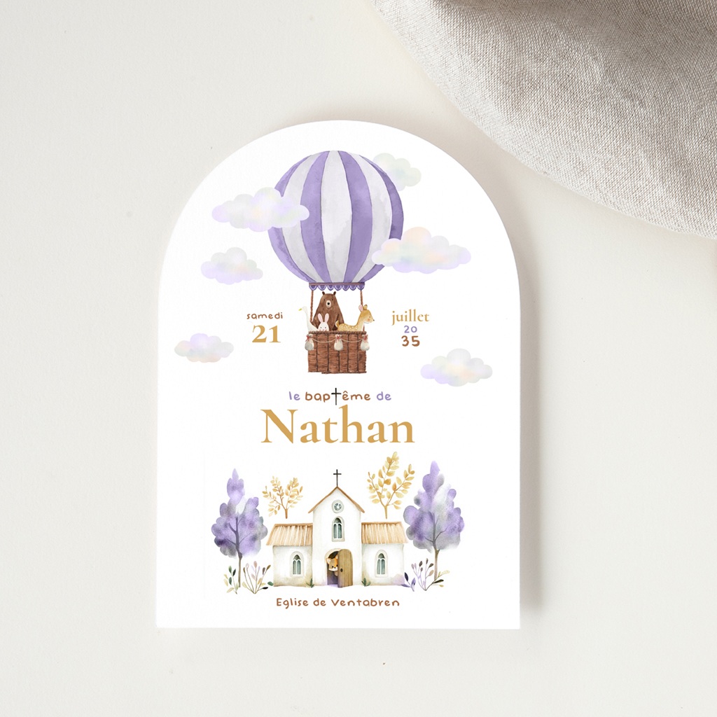 Faire-part de Bapt&ecirc;me Nuages & Bapt&ecirc;me gratuit