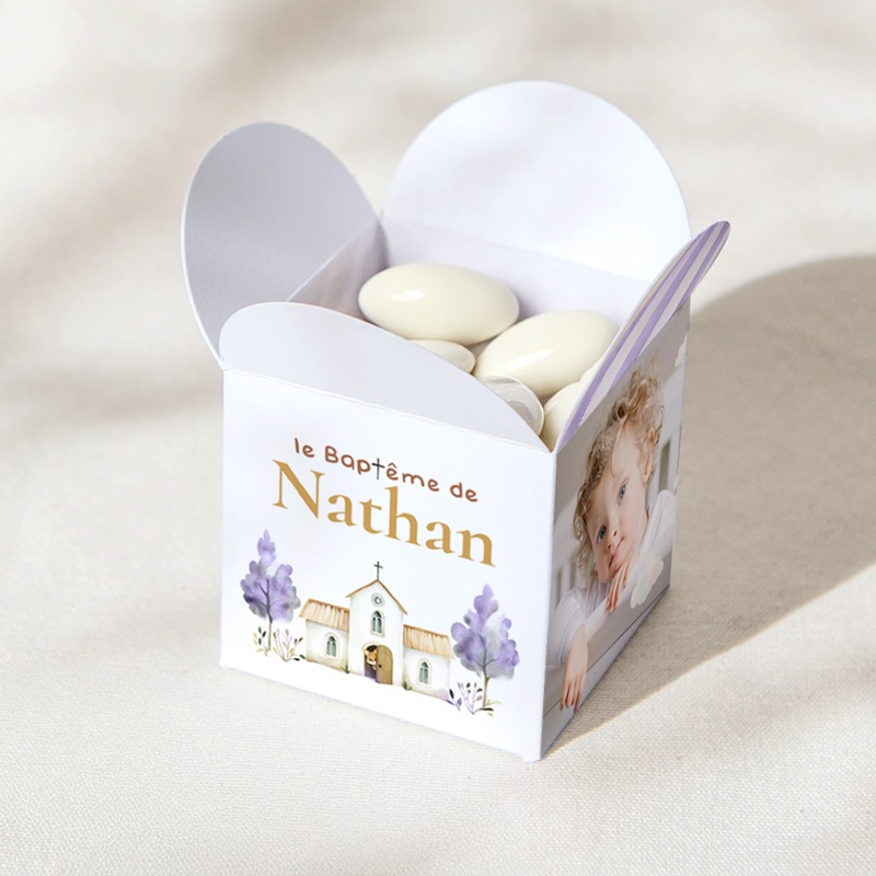 Bo&icirc;te &agrave; drag&eacute;es bapt&ecirc;me Nuages & Bapt&ecirc;me