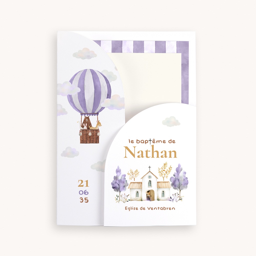 Faire-part de Bapt&ecirc;me Nuages & Bapt&ecirc;me