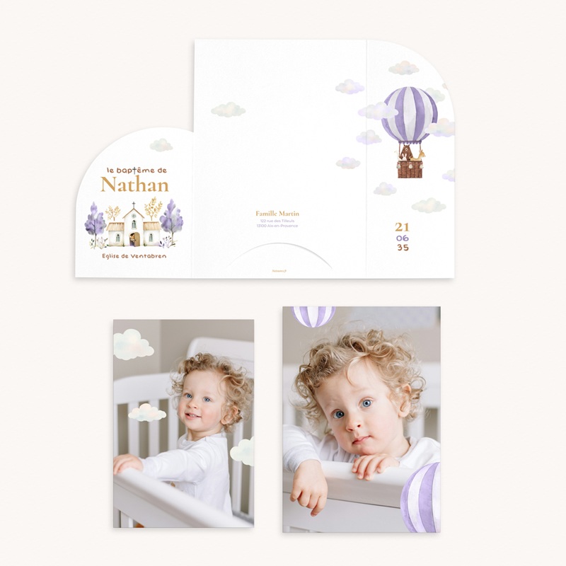 Faire-part de Bapt&ecirc;me Nuages & Bapt&ecirc;me pas cher