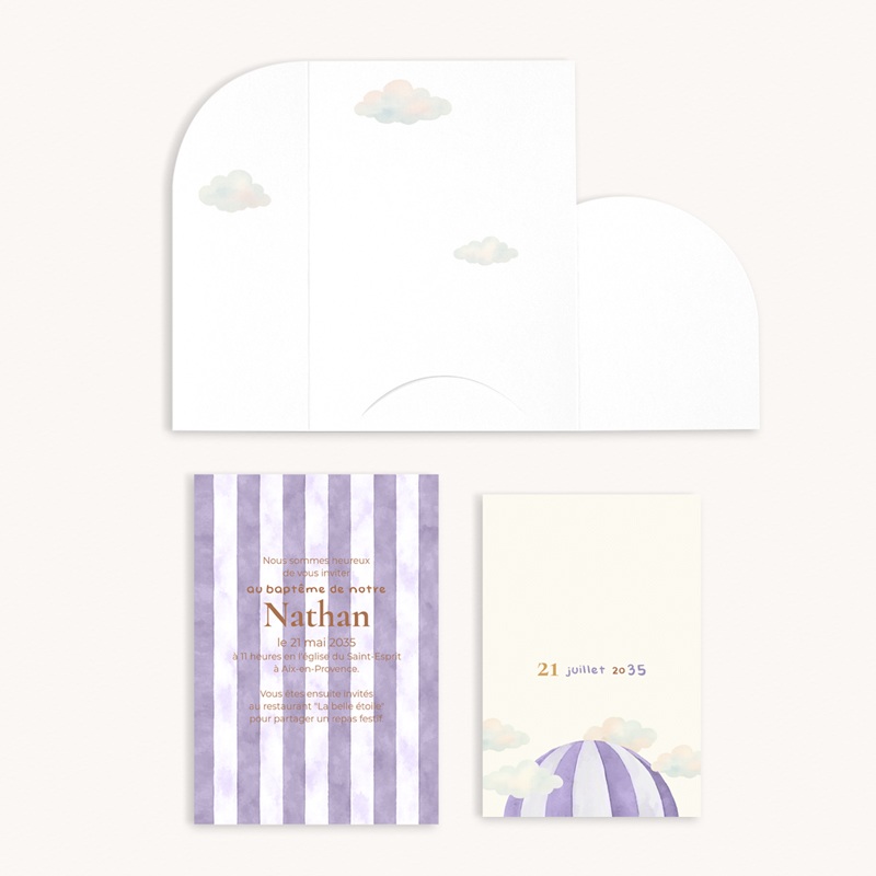 Faire-part de Bapt&ecirc;me Nuages & Bapt&ecirc;me gratuit