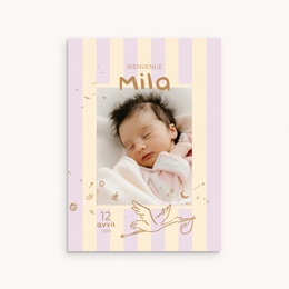 Faire-part de Naissance Douce rayure rose