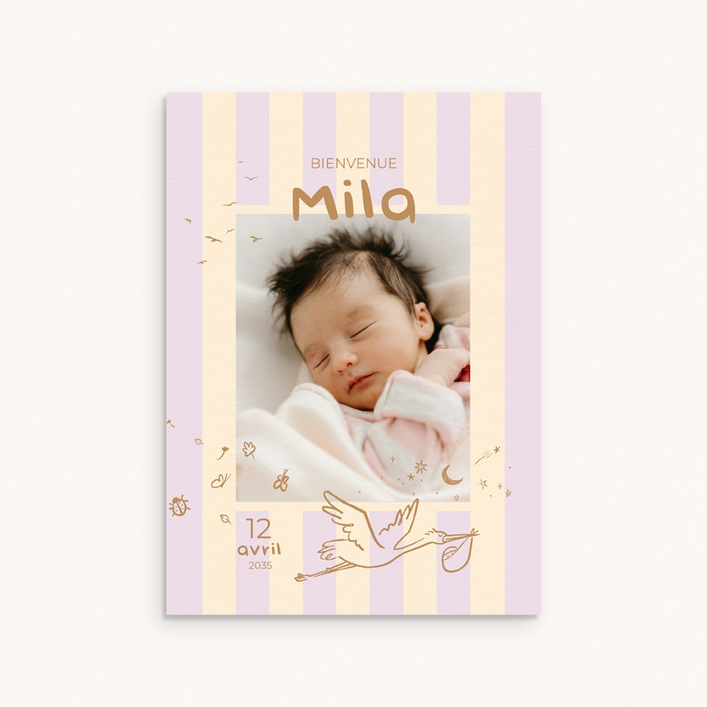 Faire-part de Naissance Douce rayure rose