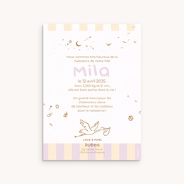 Faire-part de Naissance Douce rayure rose pas cher