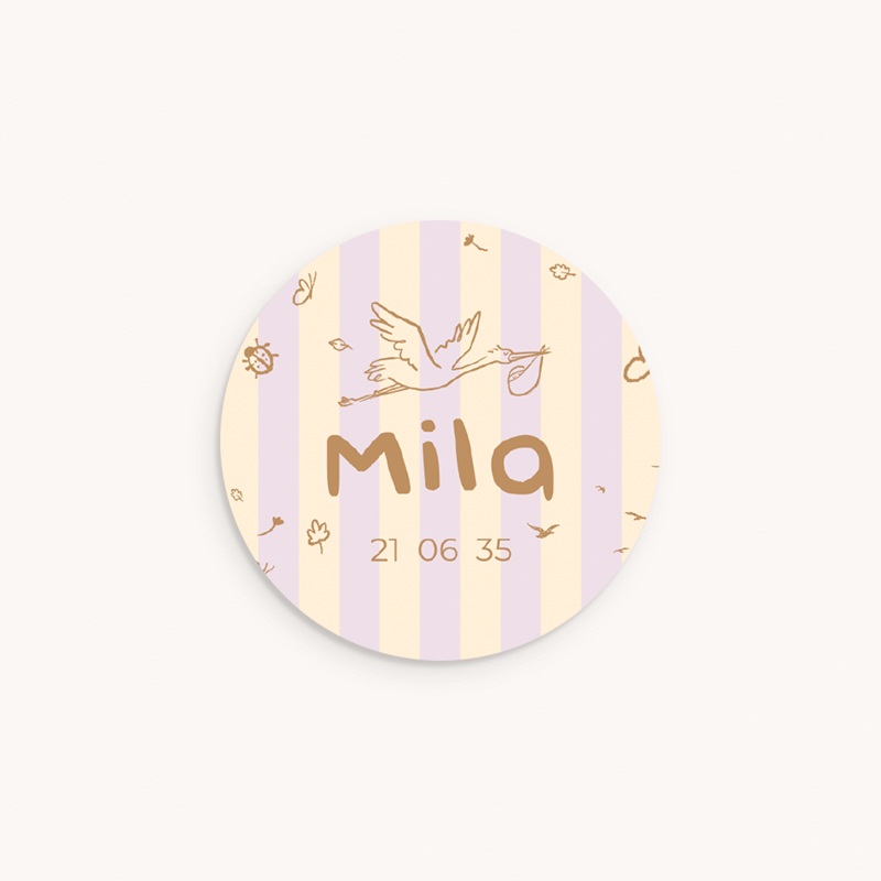 Sticker Enveloppe Naissance Douce rayure rose