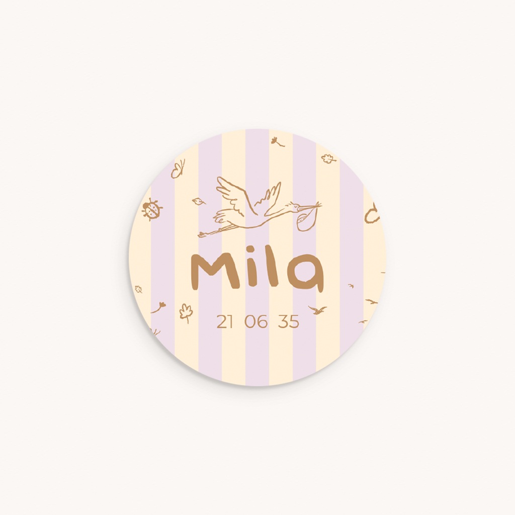 Sticker Enveloppe Naissance Douce rayure rose