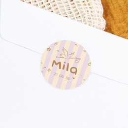 Sticker Enveloppe Naissance Douce rayure rose gratuit
