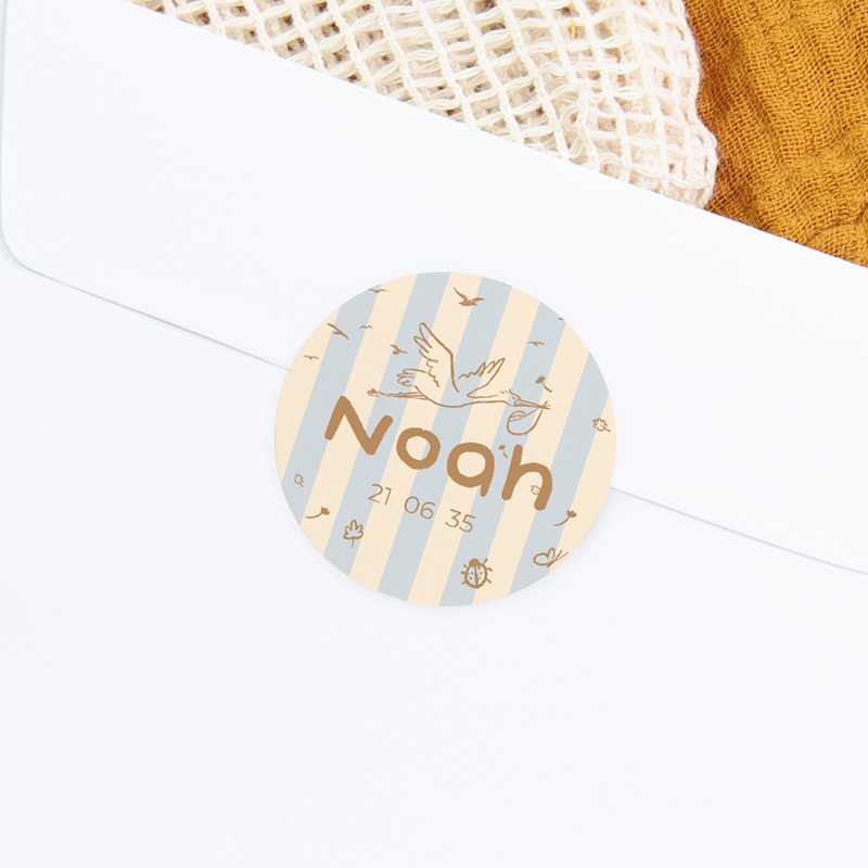 Sticker Enveloppe Naissance Douce rayure bleu gratuit