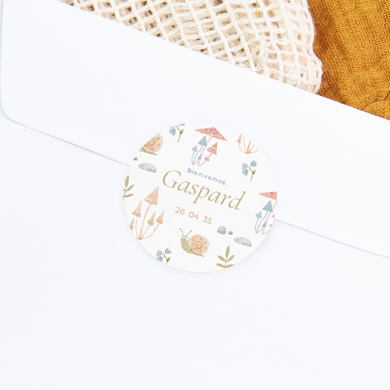 Sticker Enveloppe Naissance Sous-bois enchant&eacute; gratuit