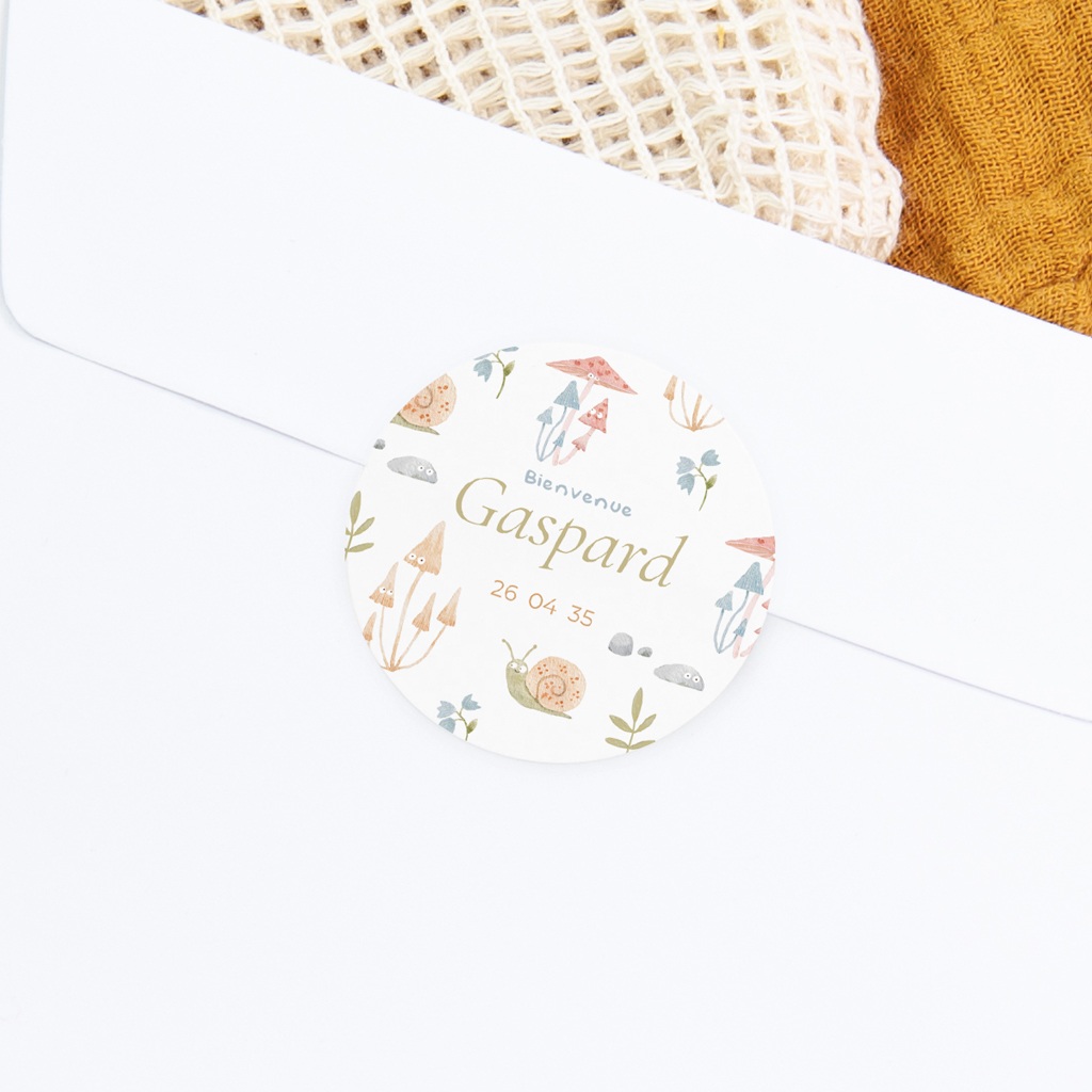 Sticker Enveloppe Naissance Sous-bois enchant&eacute; gratuit