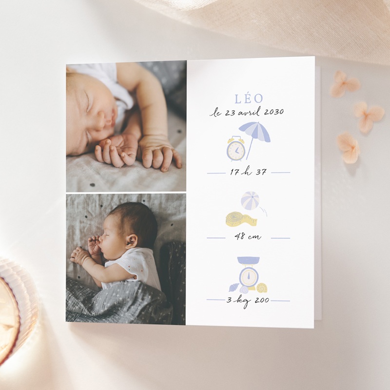 Faire-part de Naissance Souvenirs de Plage