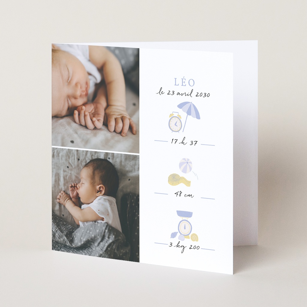 Faire-part de Naissance Souvenirs de Plage pas cher