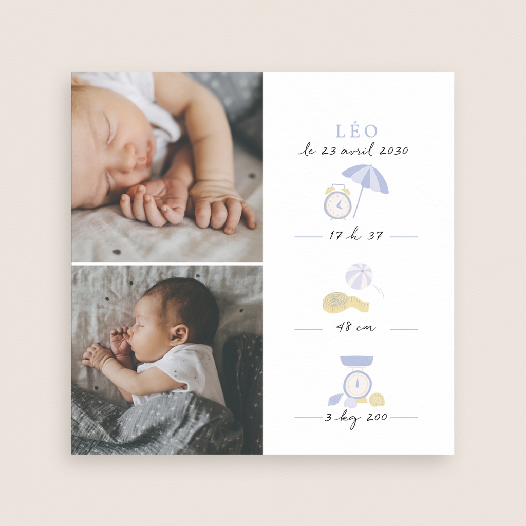 Faire-part de Naissance Souvenirs de Plage gratuit