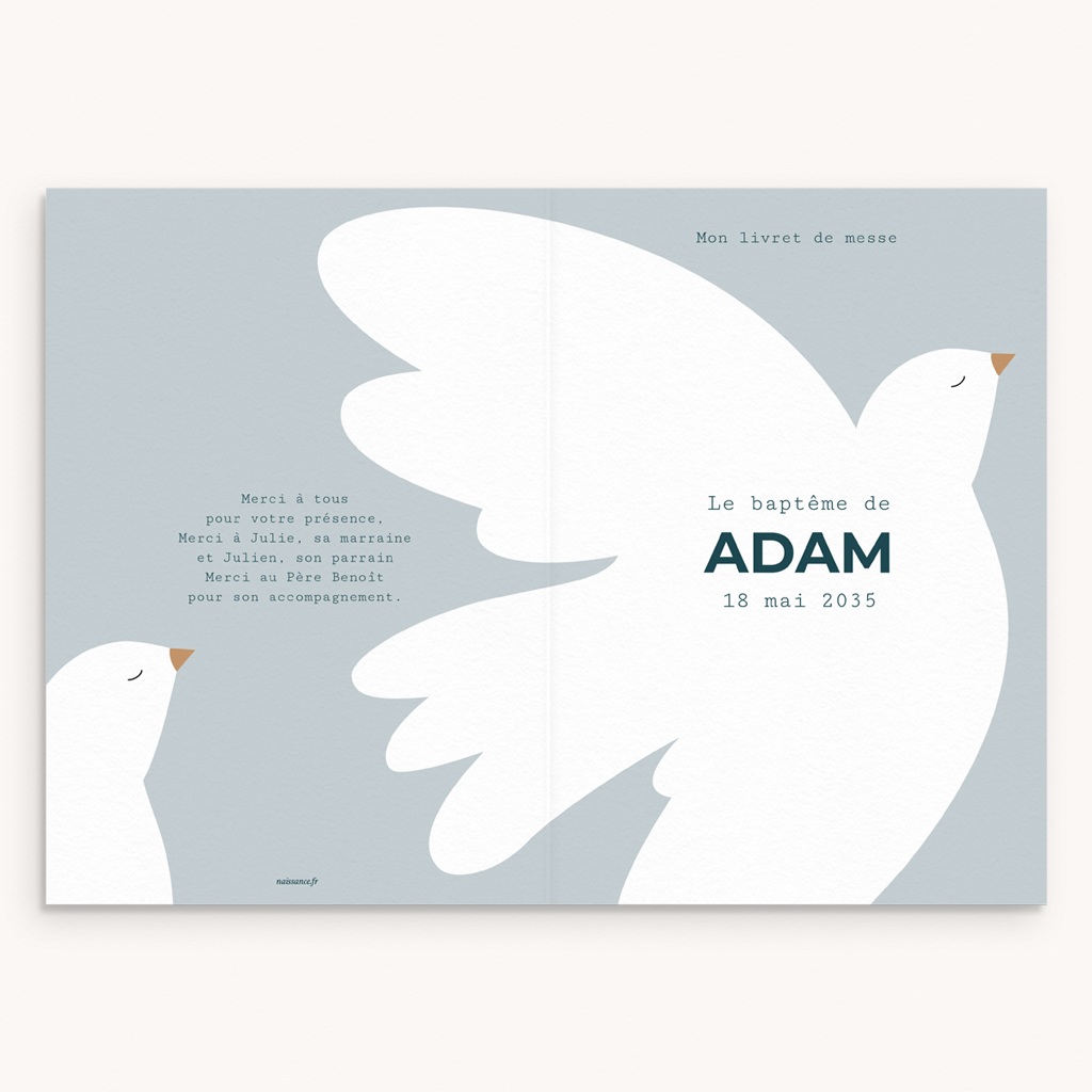 Livret de Messe Bapt&ecirc;me Ailes de Lumi&egrave;re Bleu pas cher