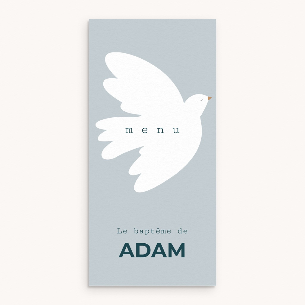 Menu de bapt&ecirc;me Ailes de Lumi&egrave;re Bleu