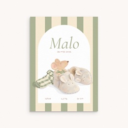 Faire-part de Naissance Souris chausson vert