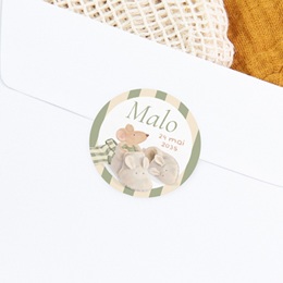 Sticker Enveloppe Naissance Souris chausson vert gratuit