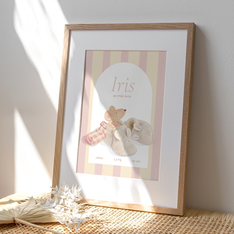 Papeterie Souris chausson rose