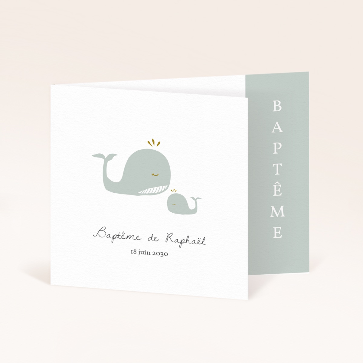 Faire Part De Bapteme Avec Amour Garcon Pli Decale Echantillon Offert